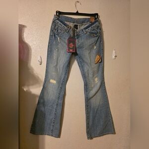 Amethyst Jeans Light Blue Distressed Flare Jeans